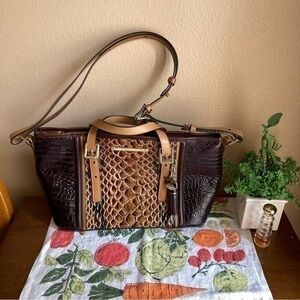 Brahmin brown mini Asher bag with strap